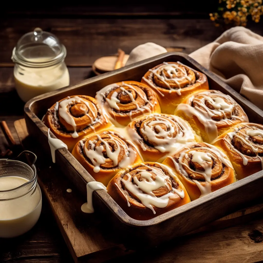 Freshly baked carrot cake cinnamon rolls with glaze