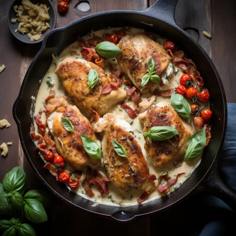 Marry Me Chicken in cast iron skillet with creamy sauce