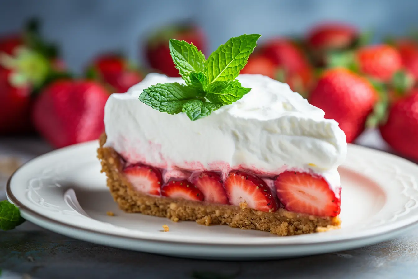 no bake strawberry pie serving