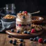 Overnight oats ingredients arranged on a counter