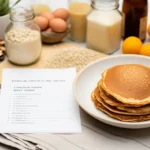 protein pancake recipe card with ingredients