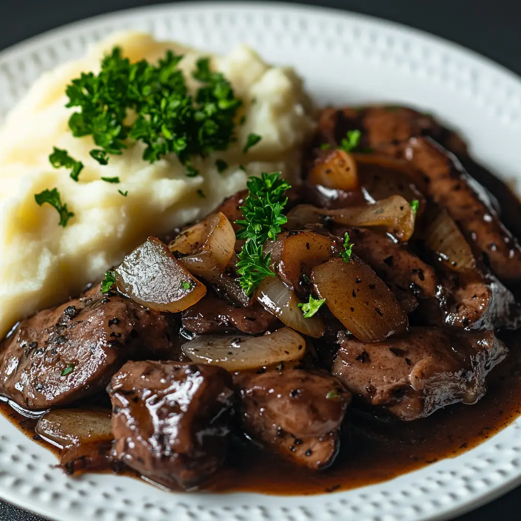 served chicken liver onions