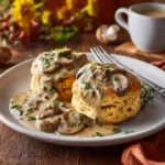 Vegan biscuits with gravy recipe card image