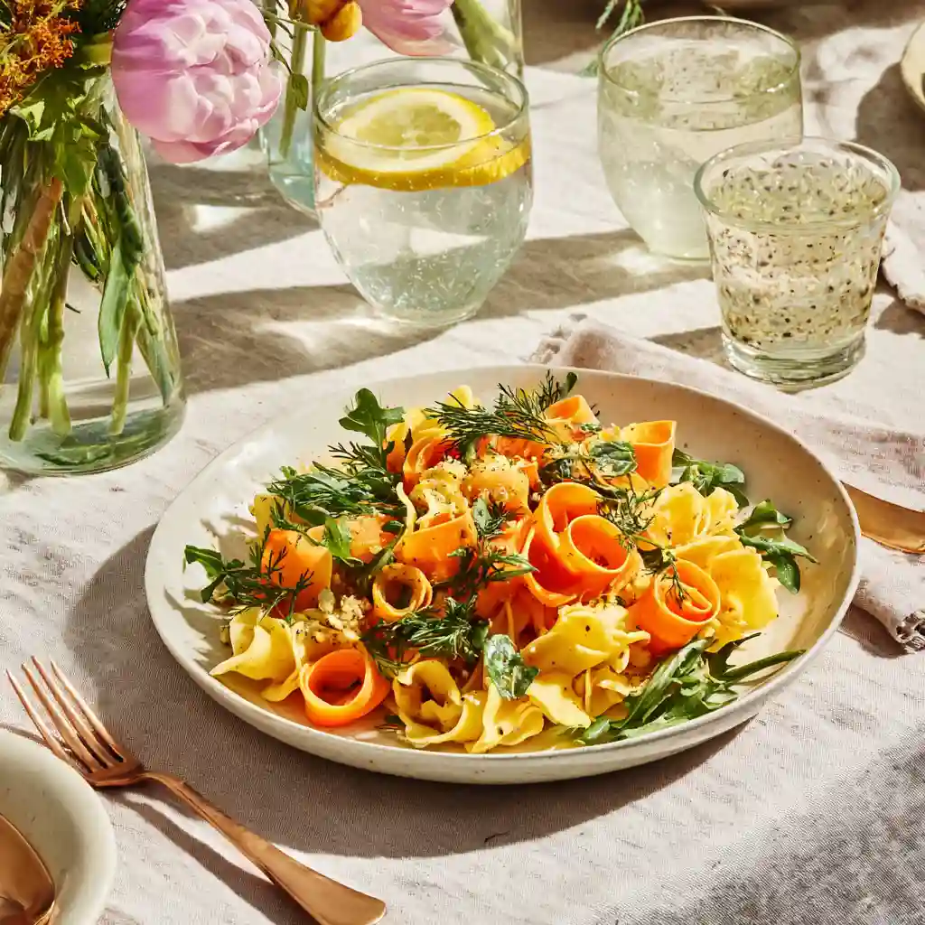 carrot ribbon salad served