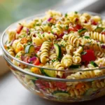 old pasta salad recipe served outdoors