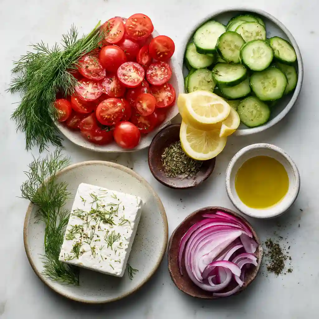 tomato cucumber feta salad ingredients