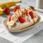 banana split recipe card presentation