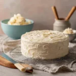 Unfrosted birthday cake and buttercream