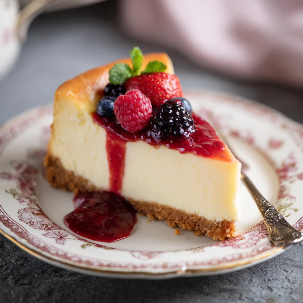 Cheesecake slice with gluten free crust