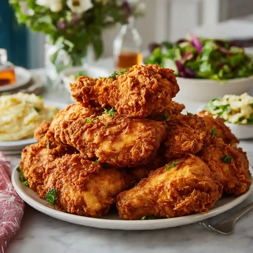 Chicken fried recipe served with classic Southern sides