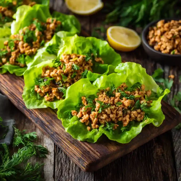 Chicken lettuce wraps with ground chicken and butter lettuce