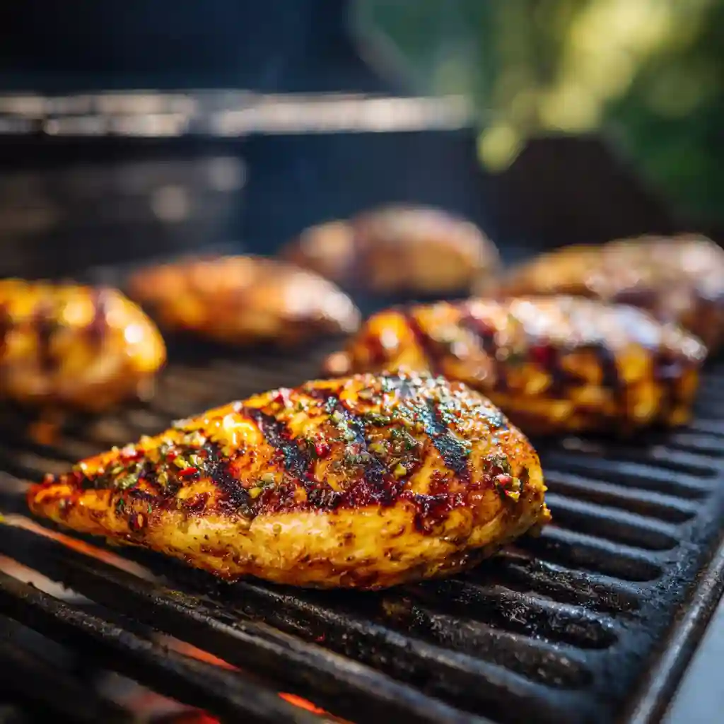 citrus-marinated chicken served with vegetables