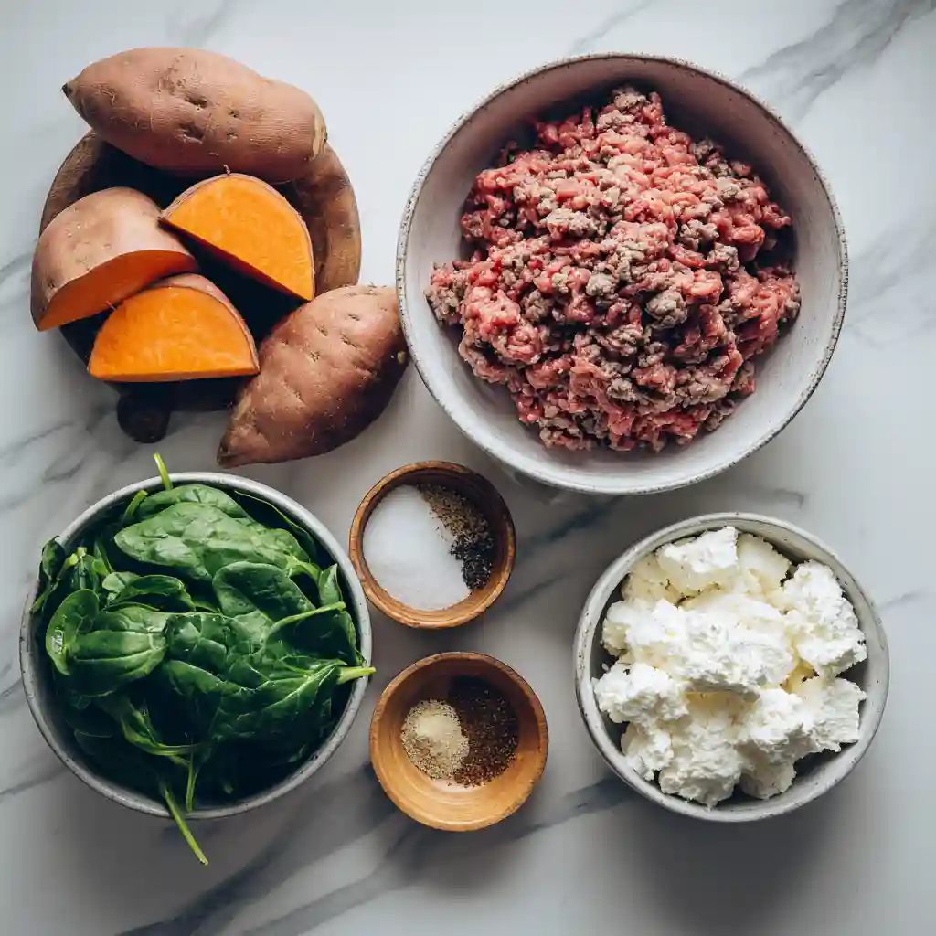 ingredients for ground beef cottage cheese bowl