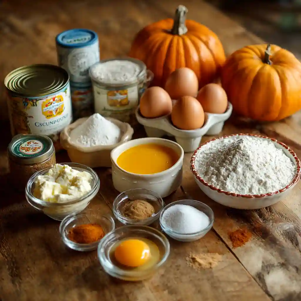 Ingredients for pumpkin roll recipe