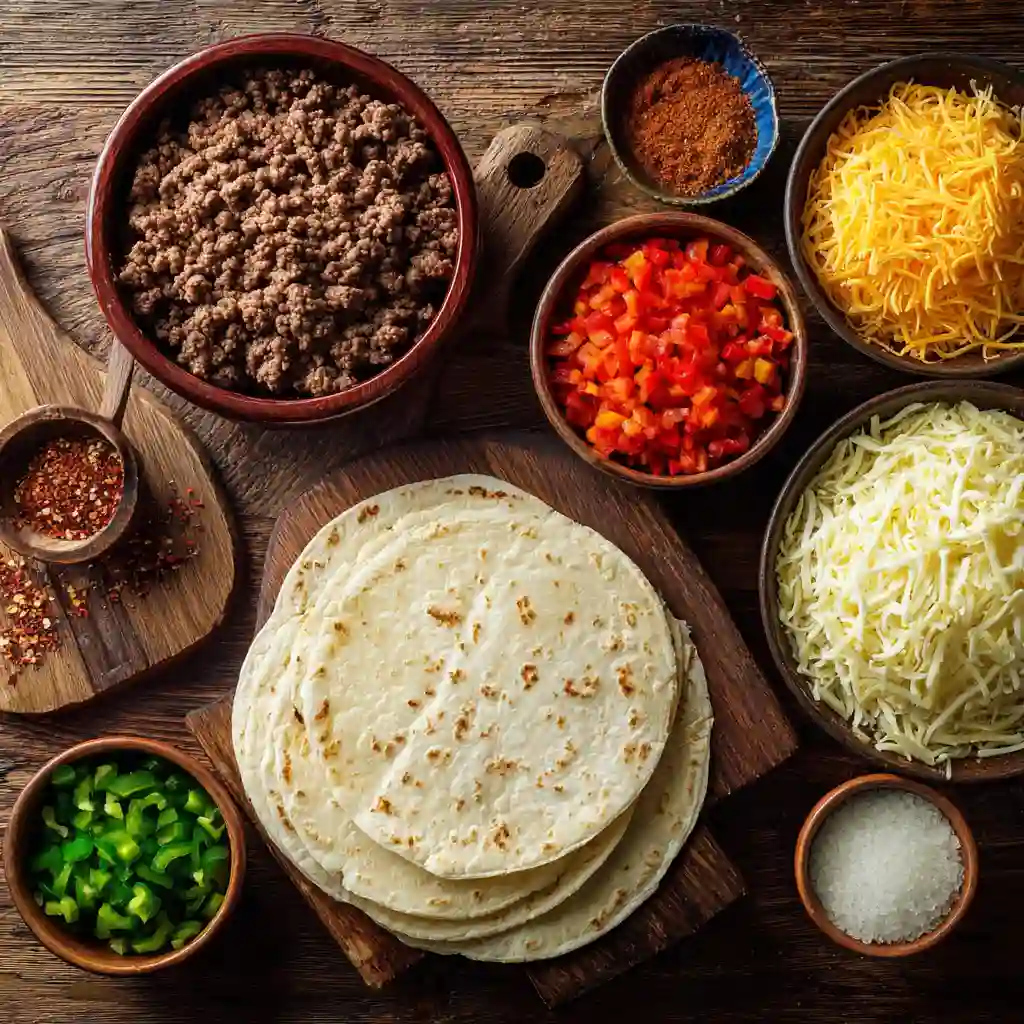 Taco ingredients arranged for sheet pan tacos