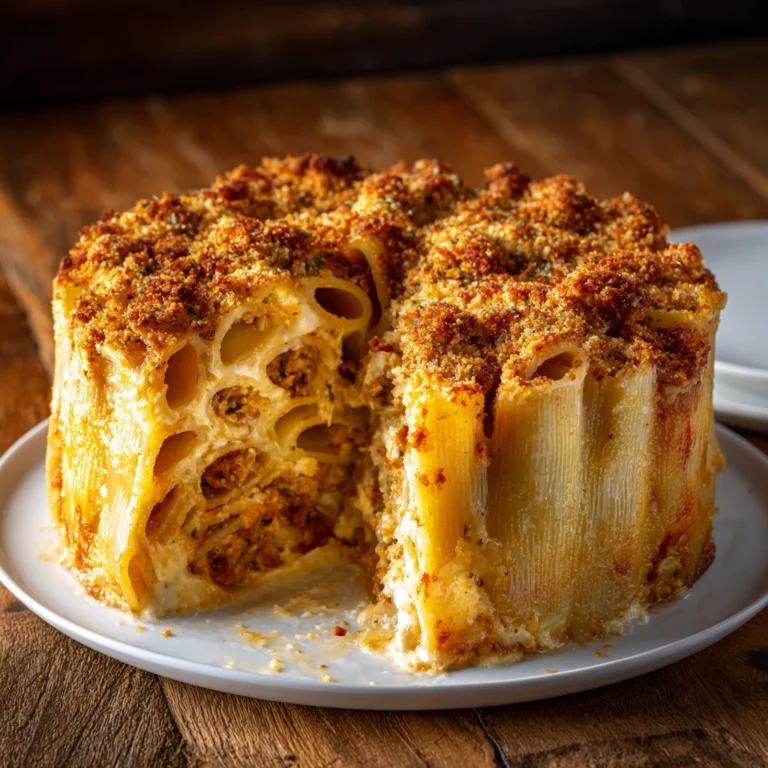 Timballo recipe with golden baked pasta crust