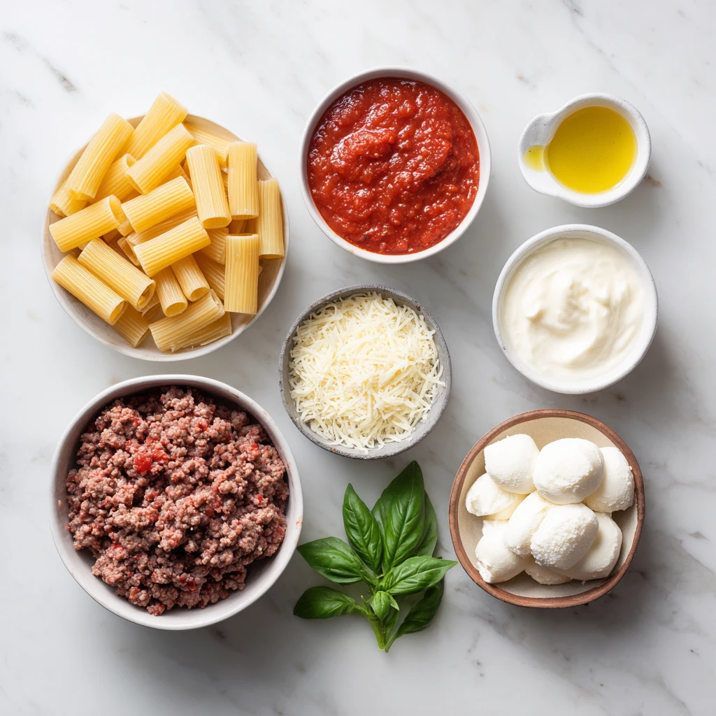 Ingredients for traditional timballo recipe