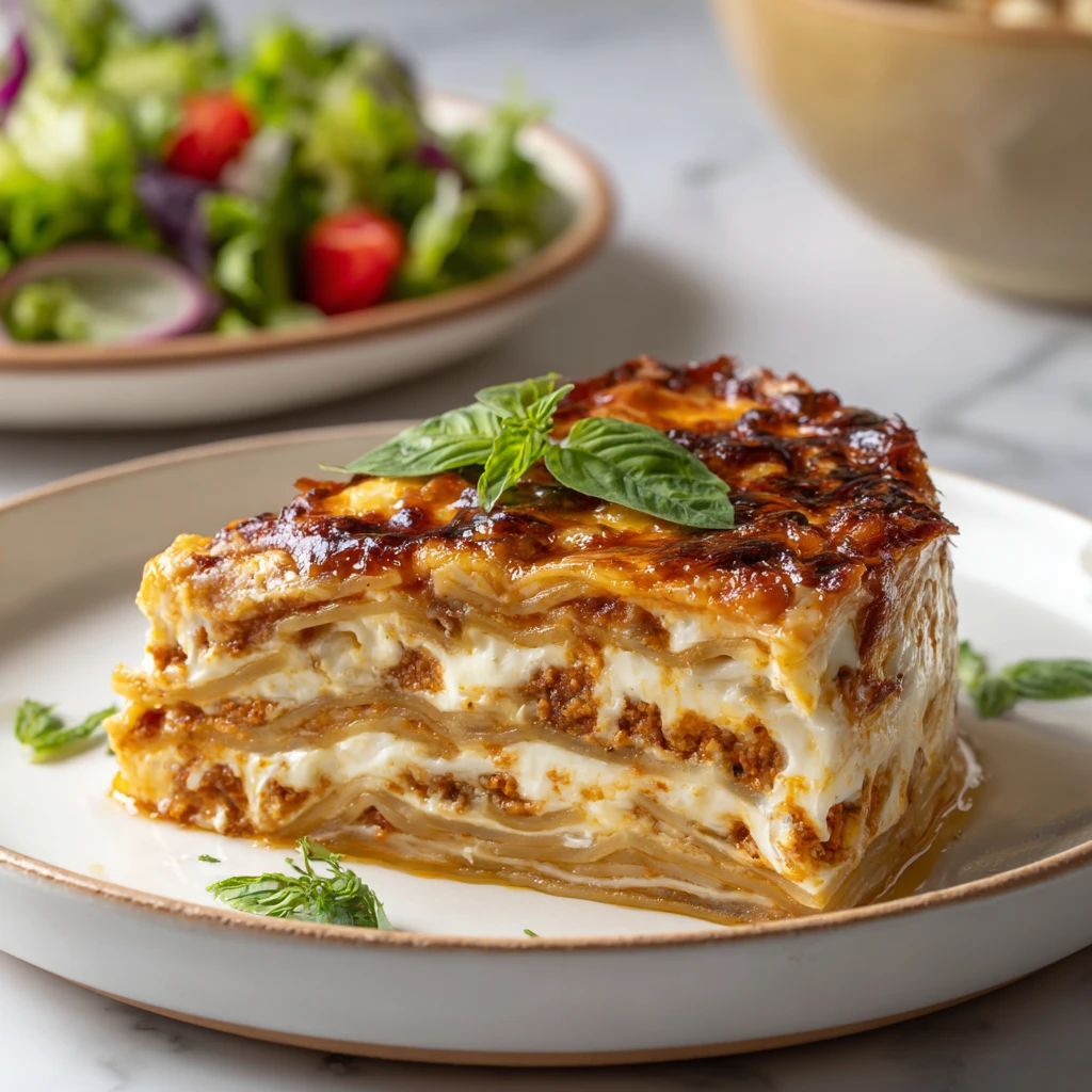 Served slice of timballo pasta recipe