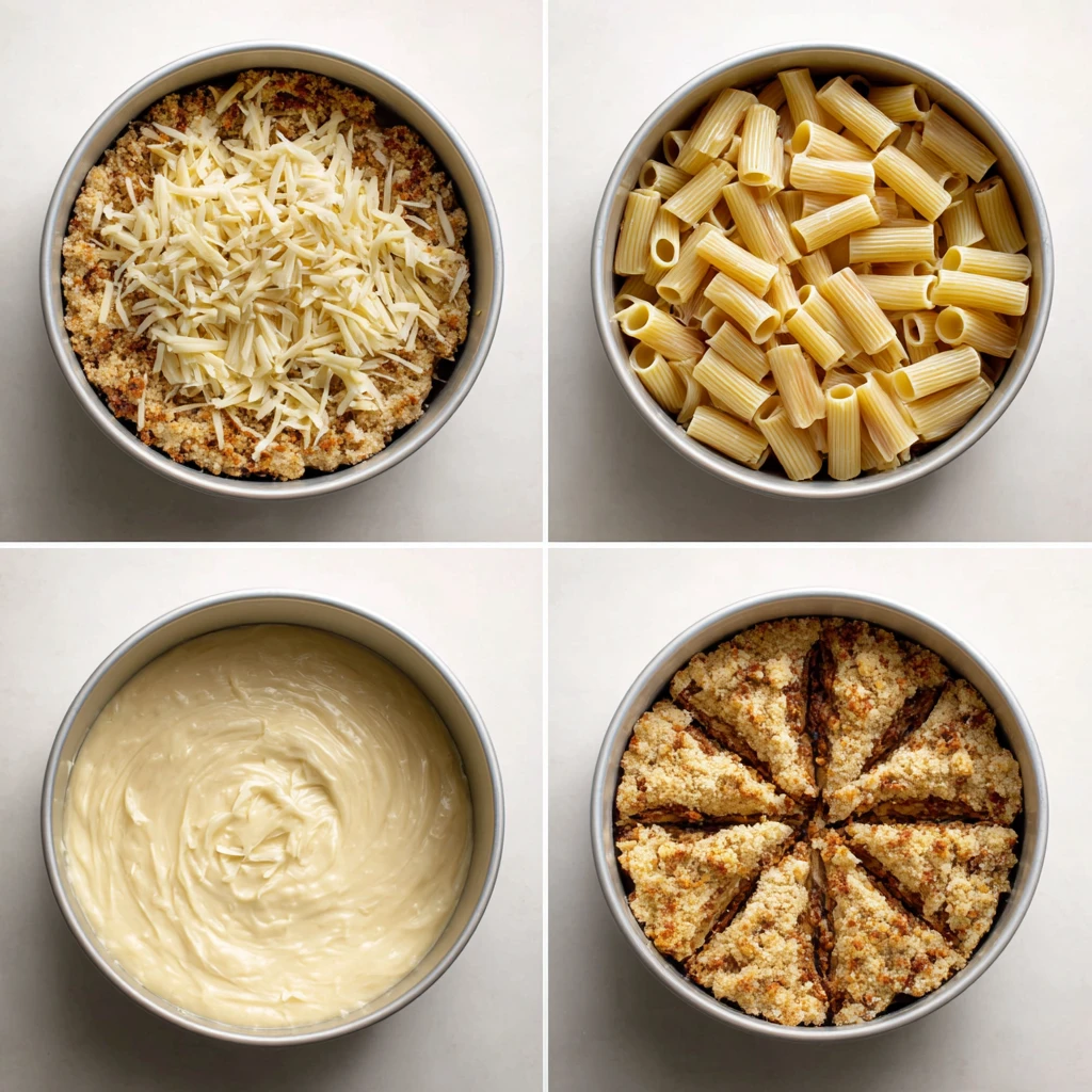 Assembling timballo recipe in springform pan