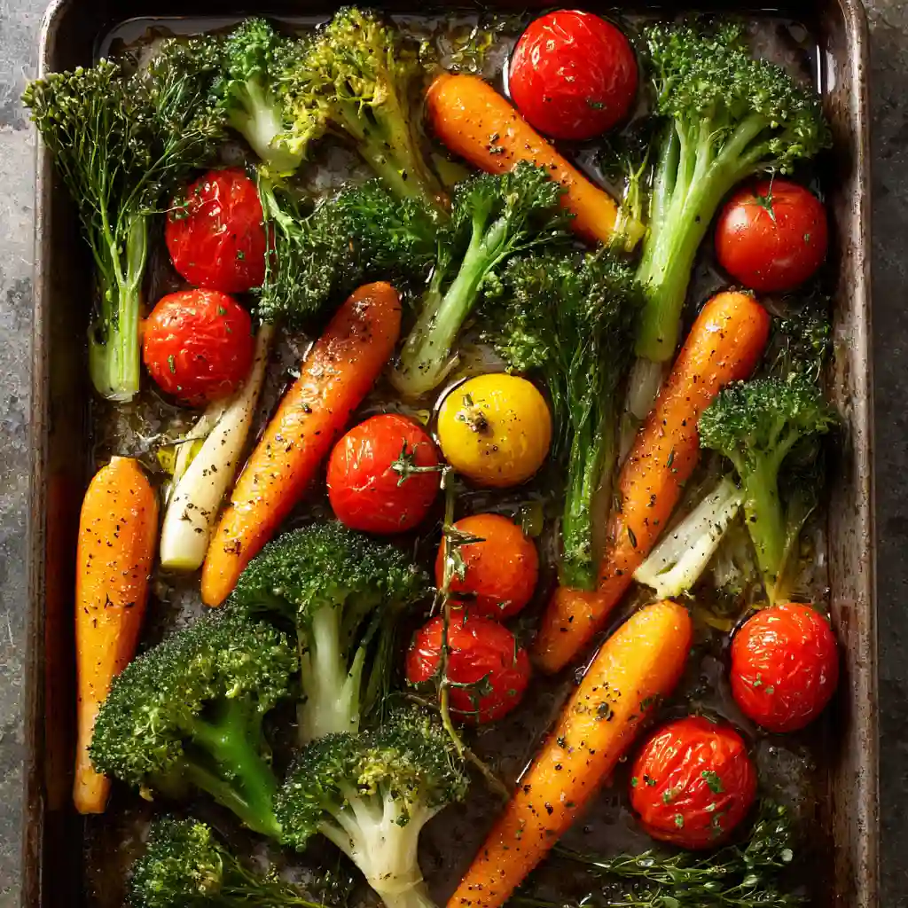 ingredients for roasted vegetables salmon