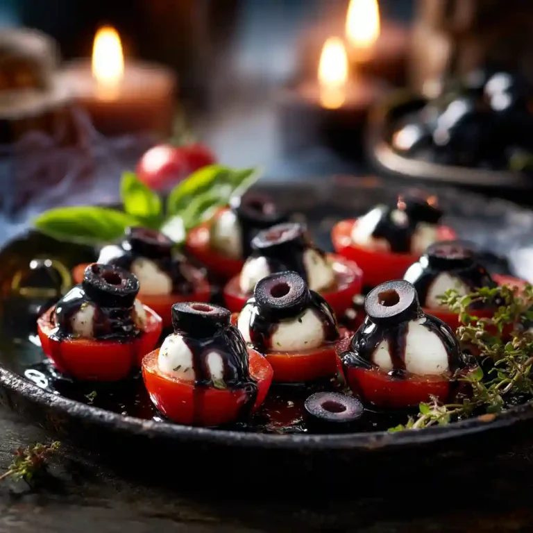 Bloody Eyeball Caprese Bites Halloween appetizer