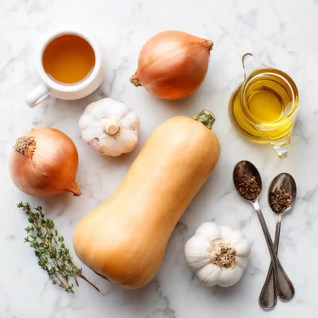 fresh ingredients for easy butternut squash soup