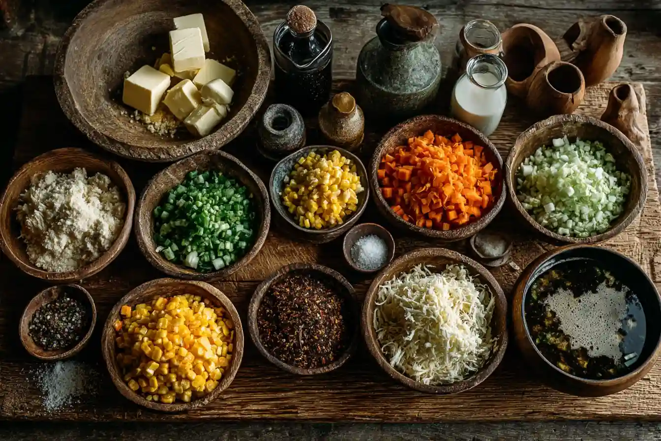 Chicken Pot Pie Soup Ingredients – Butter, Chicken, Vegetables, and Cream