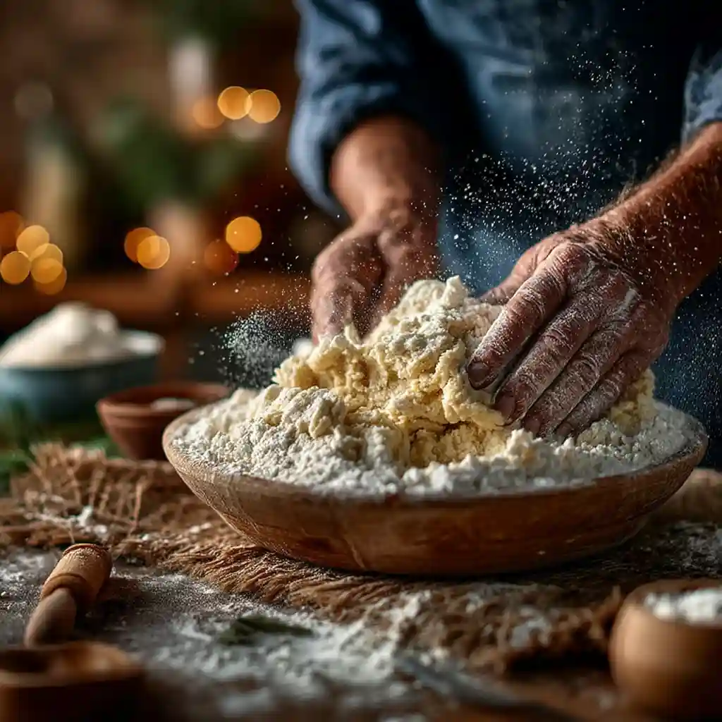 Mixing dough for Christmas cookies recipes
