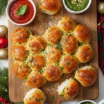 Serving Cheesy Christmas Tree Bread