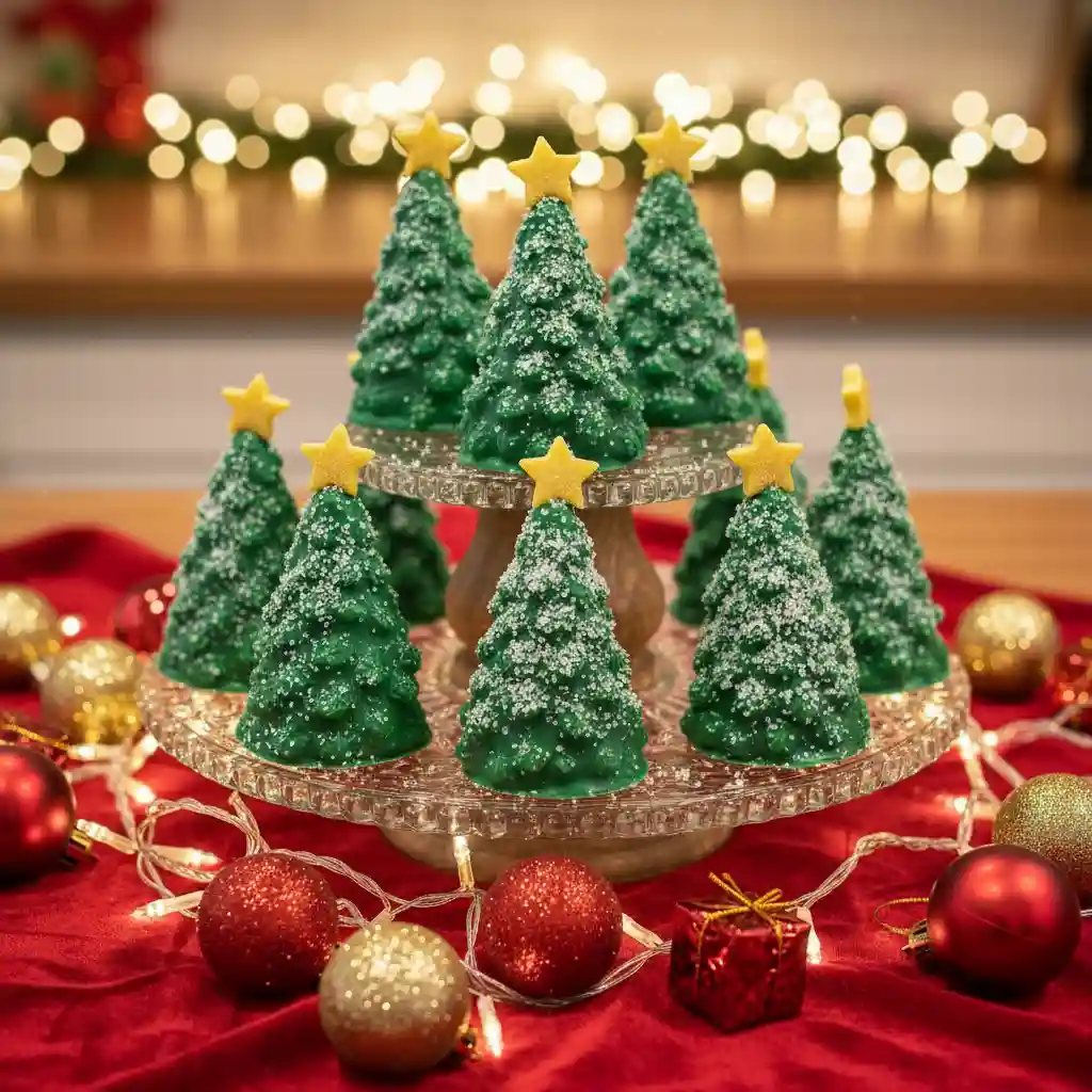 Christmas Tree-shaped Cake Pops on holiday display