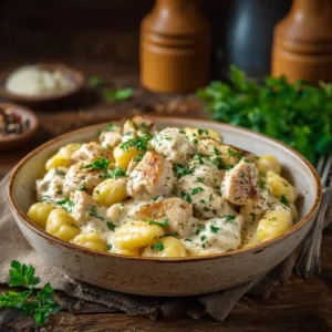 Classic Creamy Crack Chicken Gnocchi in creamy ranch sauce