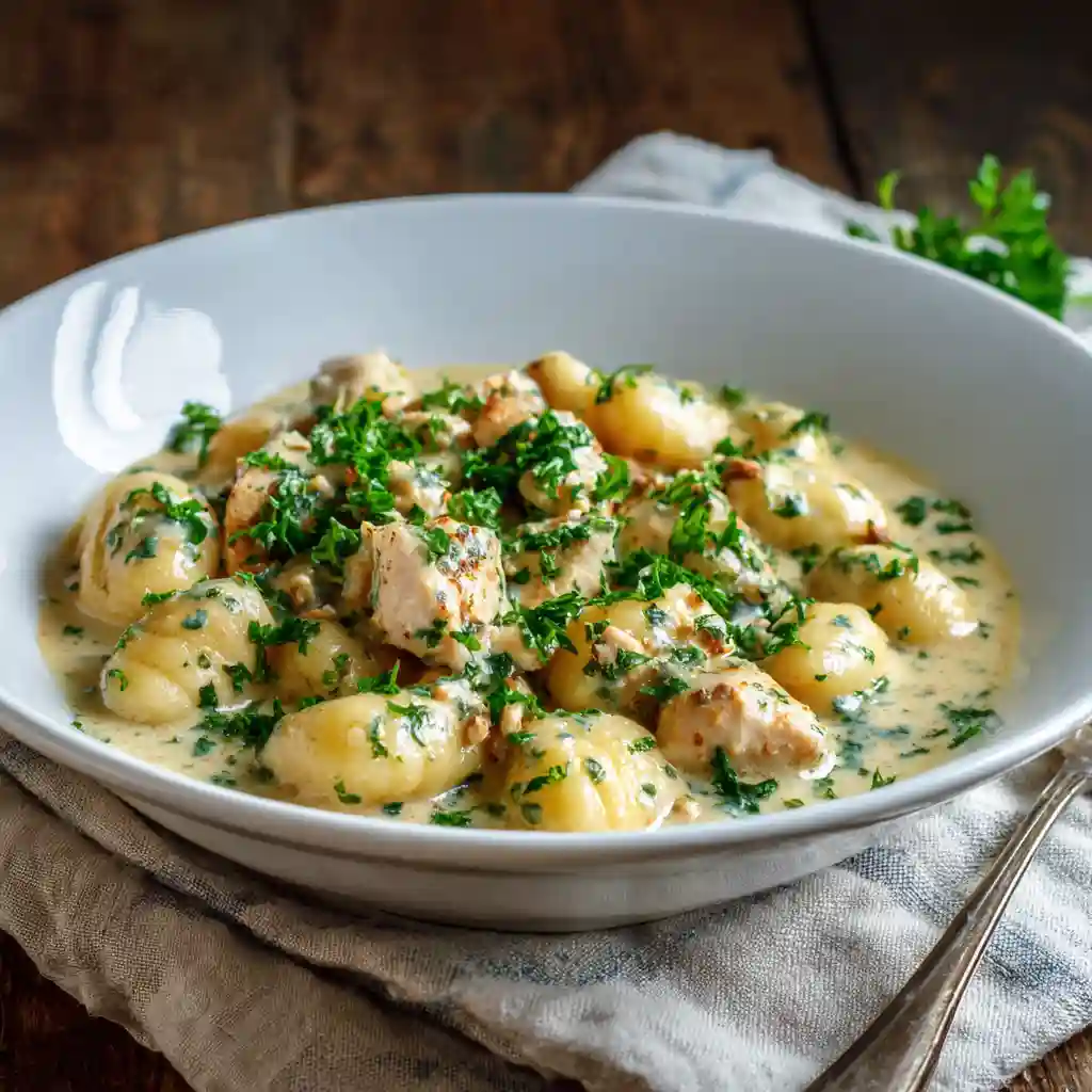 Served Classic Creamy Crack Chicken Gnocchi