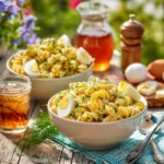 Deviled egg pasta salad printable recipe card layout