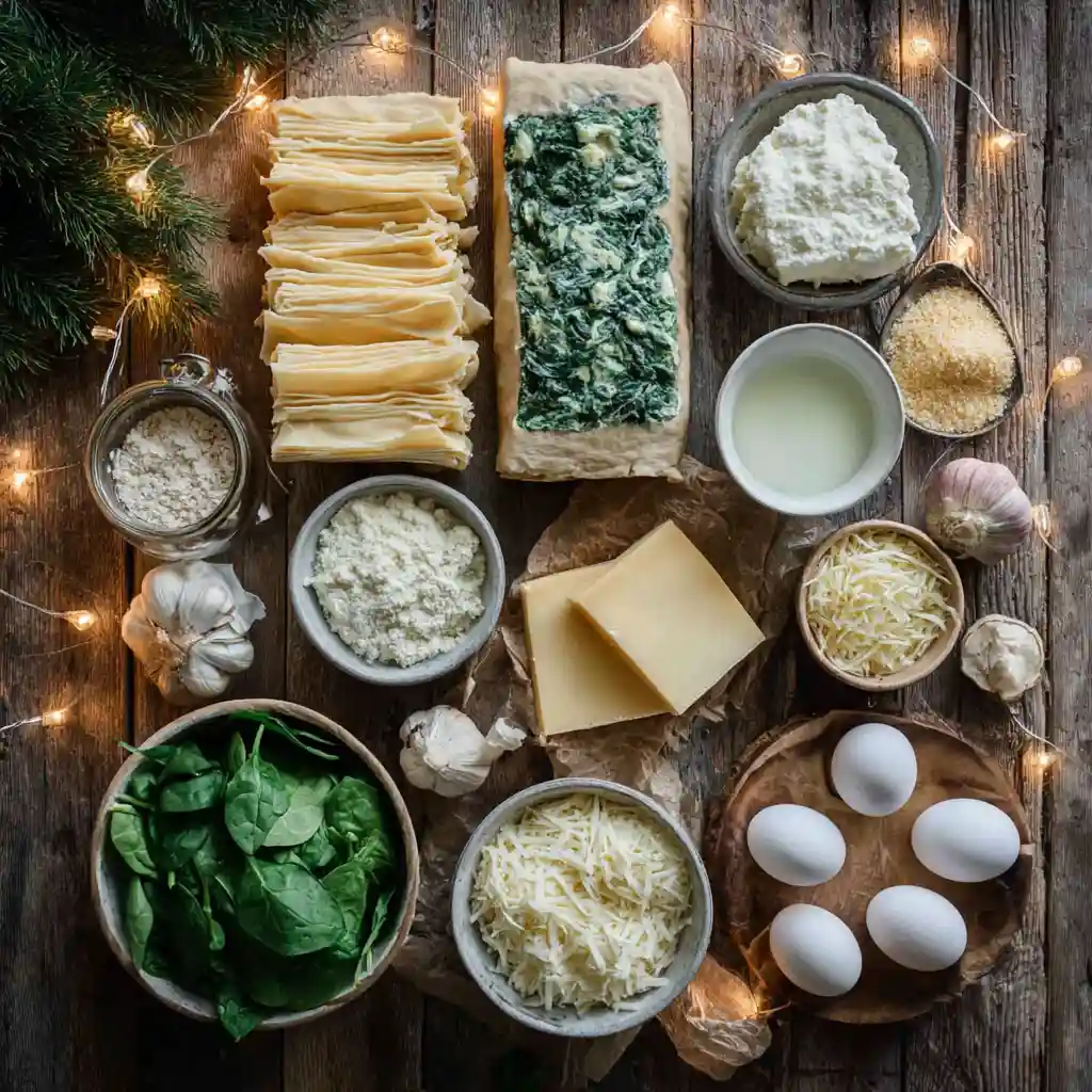 Ingredients for Festive Spinach Artichoke Christmas Tree Recipe
