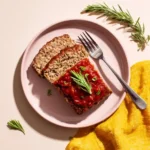 Finished meatloaf recipe with recipe card layout