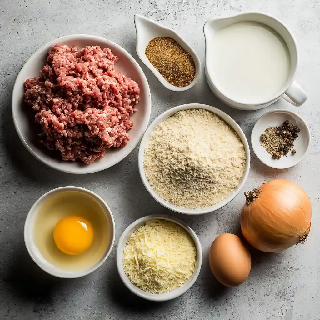 Meatloaf recipe ingredients on kitchen counter