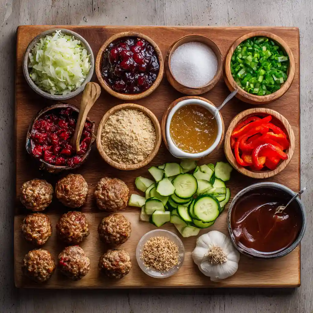 Ingredients for Mini Meatball Christmas Skewers