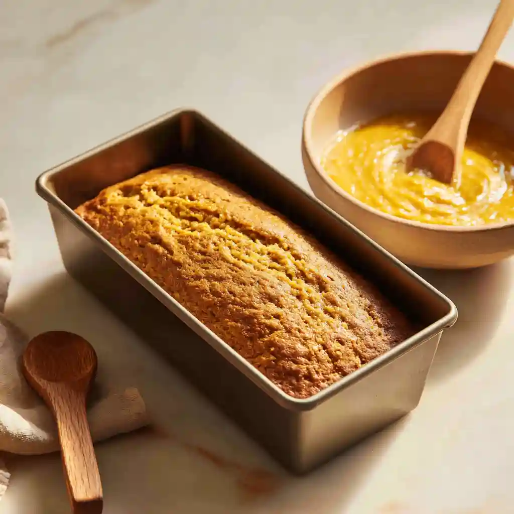 Pumpkin bread baking in the oven