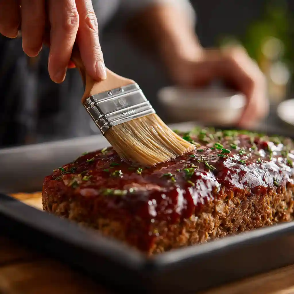 Shaping and glazing meatloaf before baking