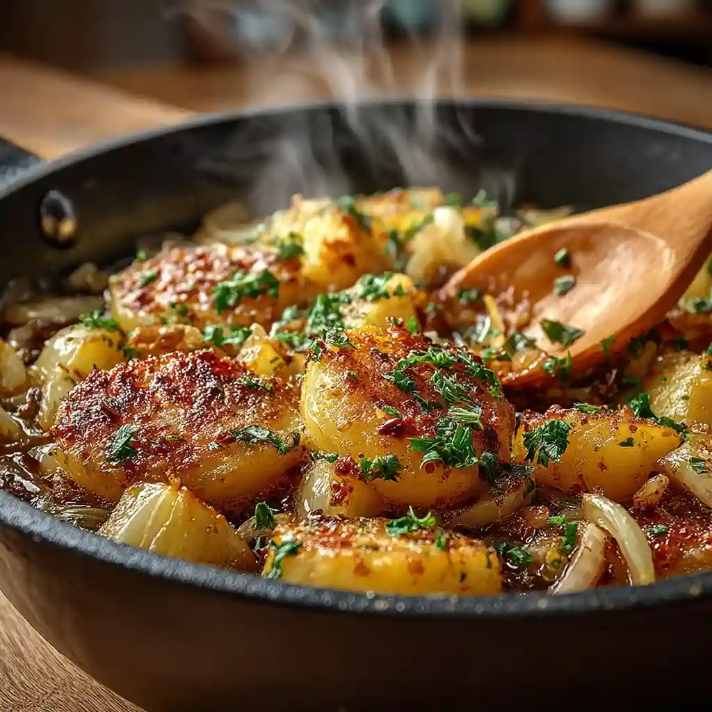 diced potatoes simmering for soup
