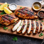 Cajun grilled chicken with smoky spices and grill marks