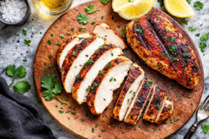 Cajun grilled chicken with smoky spices and grill marks