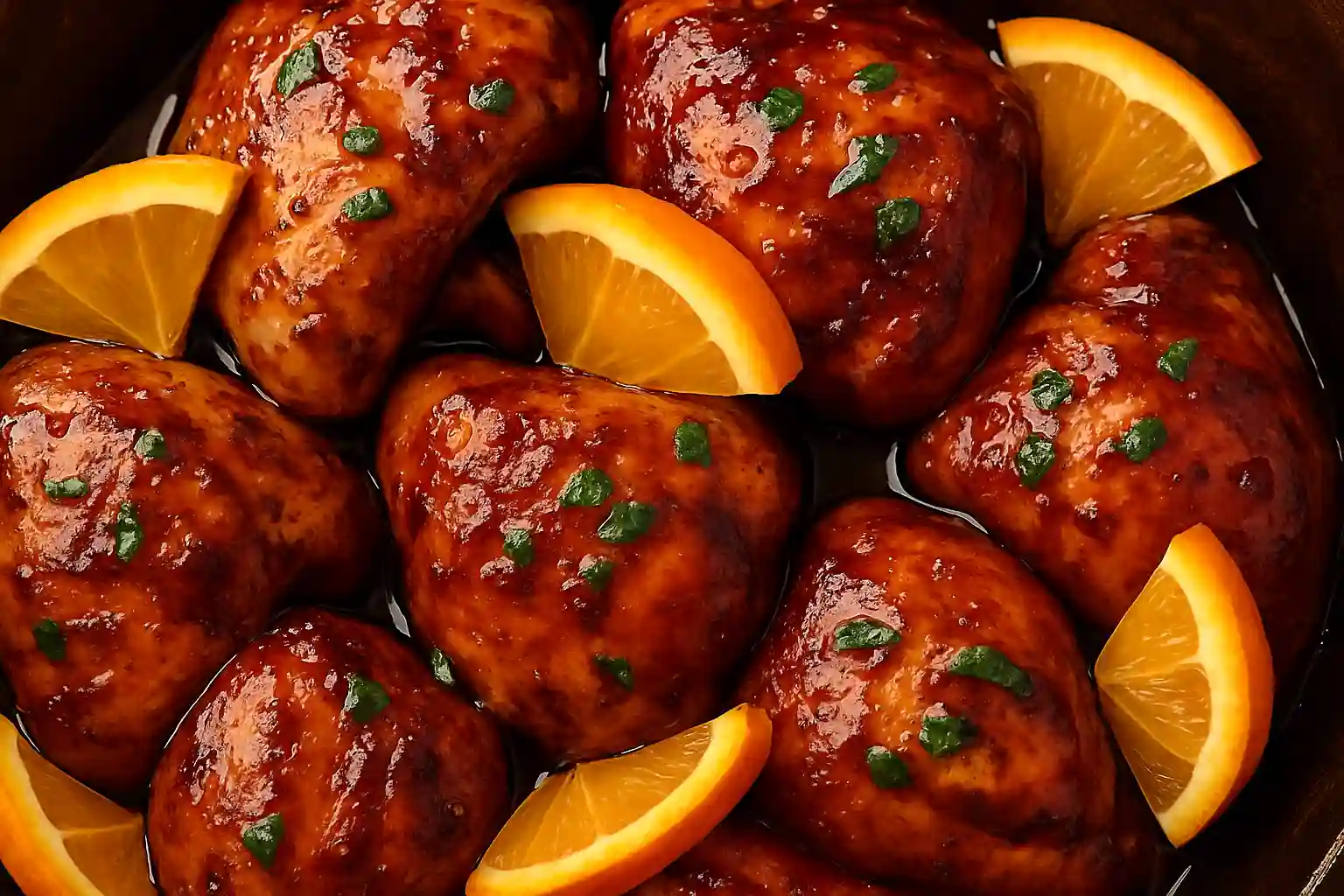 Sweet Glazed Orange Chicken with citrus glaze