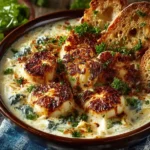 creamy white lasagna soup recipe card layout