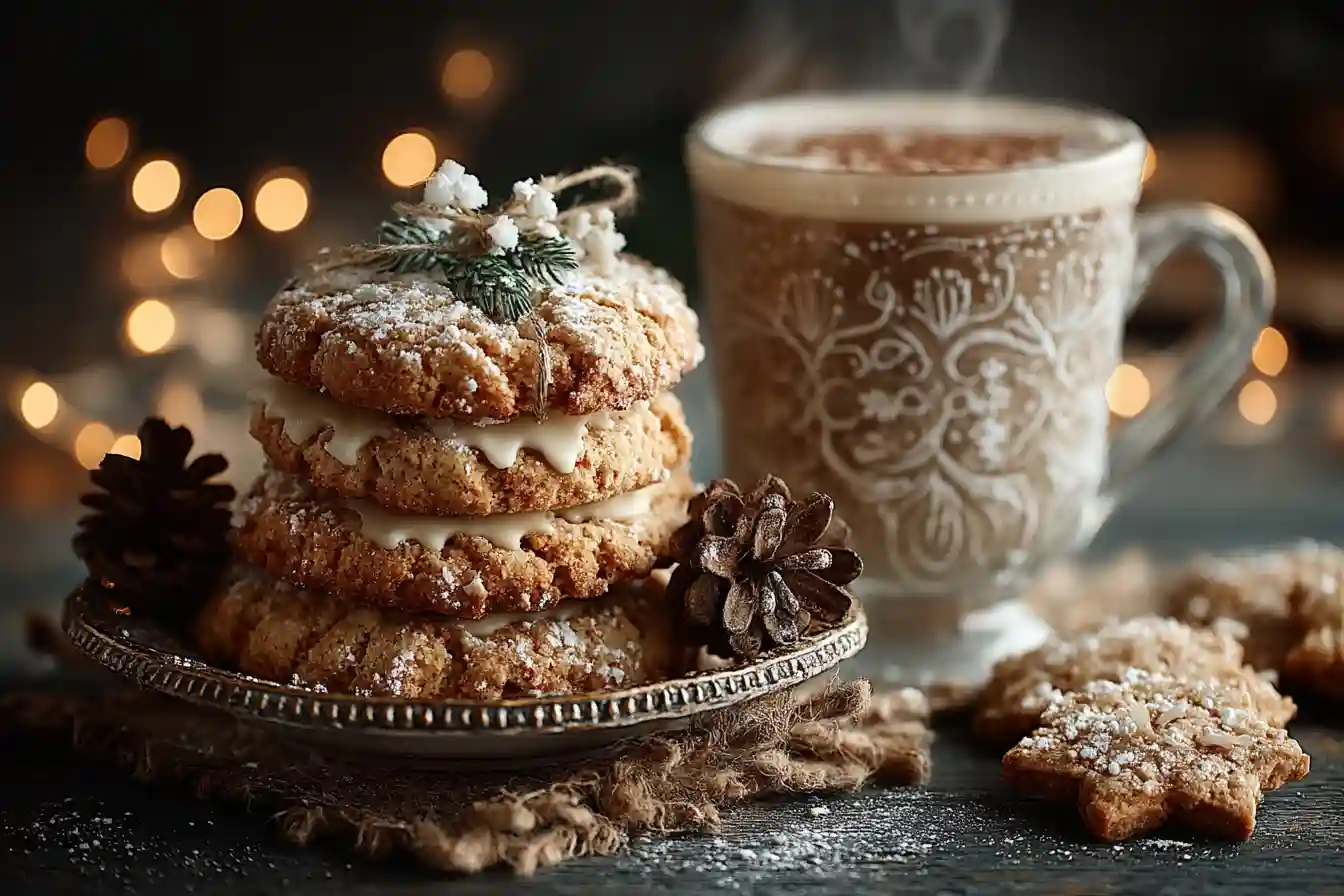 A delicious stack of decorated Gluten-free Christmas Cookies ready for serving during the holidays.