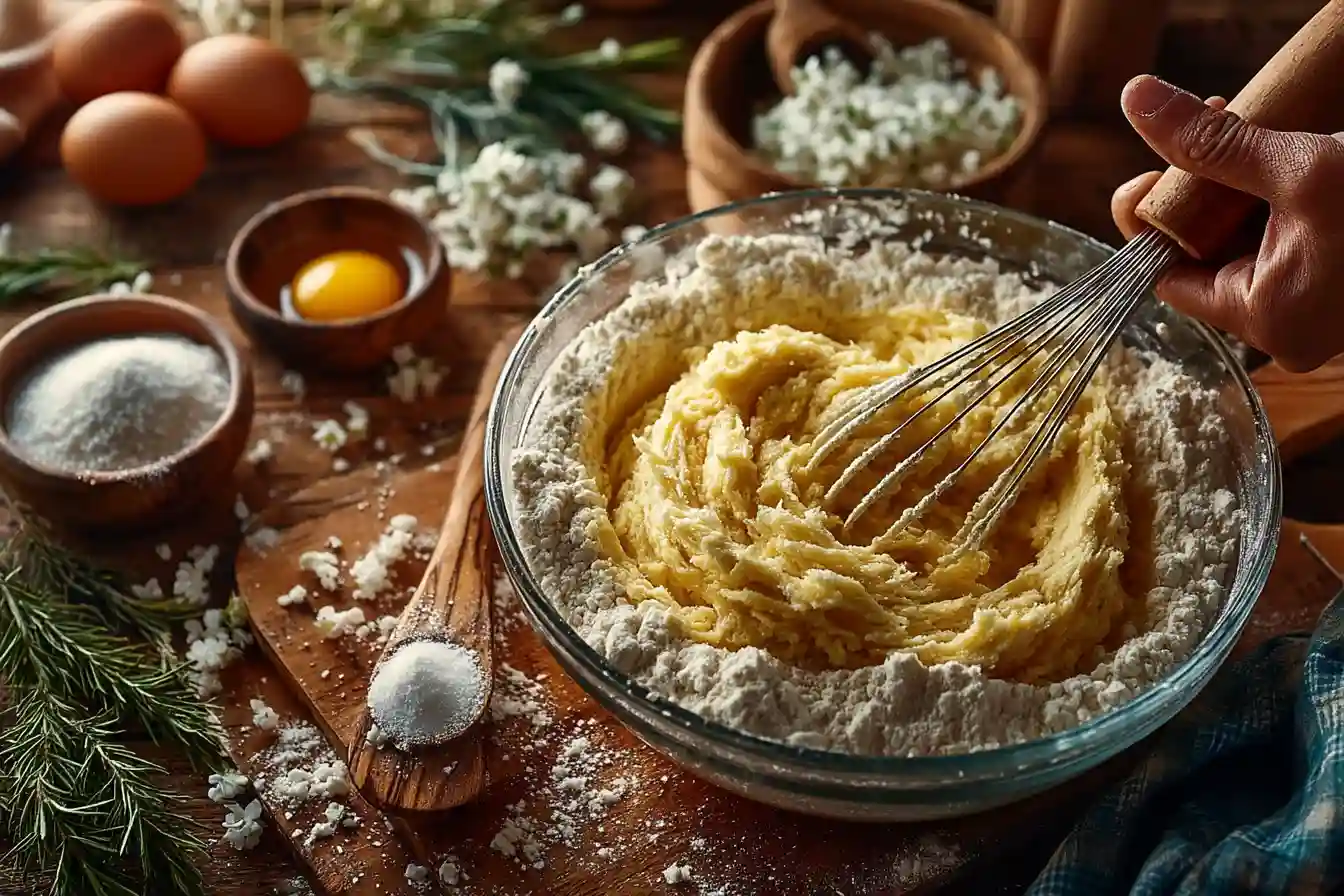 banana bread recipe mixing batter close-up