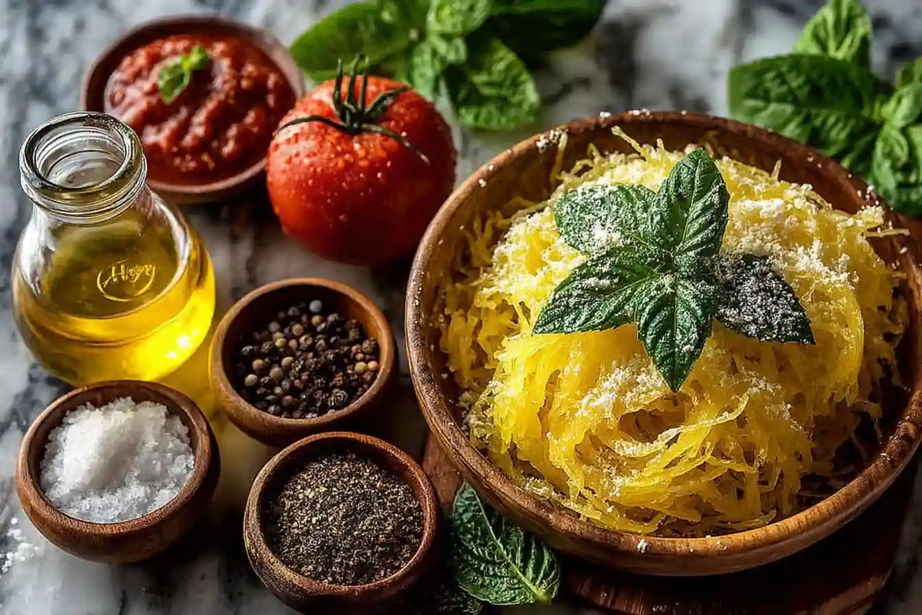 spaghetti squash ingredients and sauce