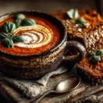 vegan roasted tomato soup recipe card layout