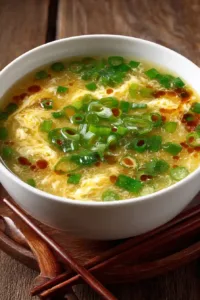 Egg Drop Soup with Egg Ribbons and Scallions