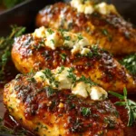 Hot Honey Feta Chicken baked with honey glaze and feta